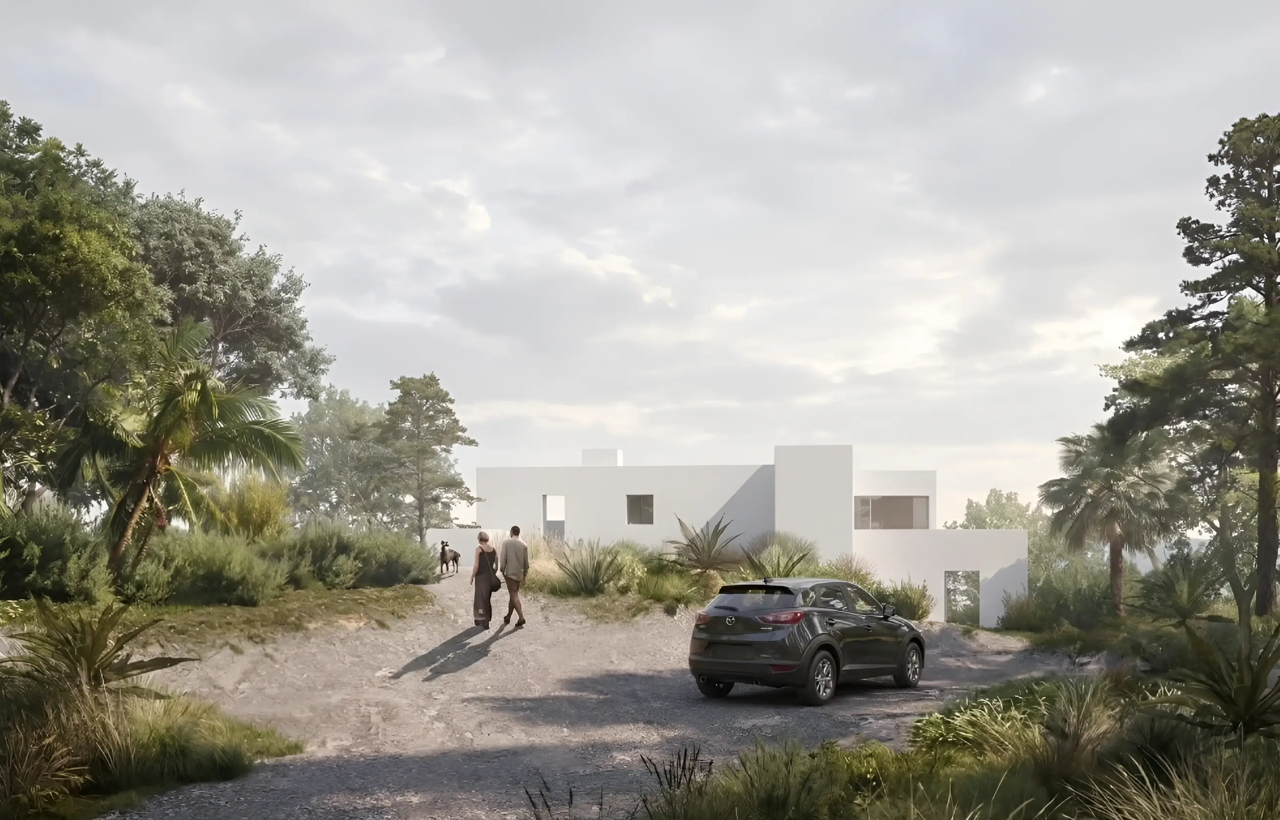 CGI render of the St Lawrence dwelling seen from the track through the Undercliff